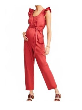 Hatch Red Jumpsuit Lianne Ruffle Sleeveless Party NO BELT Maternity Sz 1 / Small